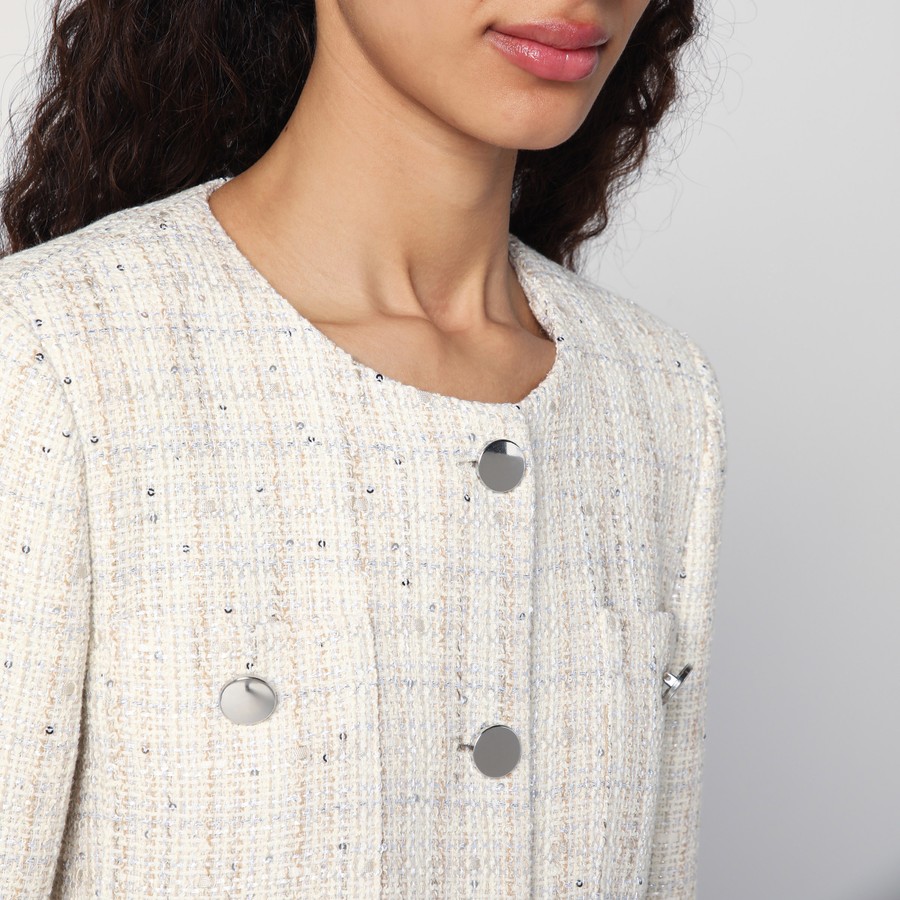 ジャケット TAGLIATORE Women Outer BEVERLYC50004 White Tagliatore Cream tweed jacket | TheDoubleF