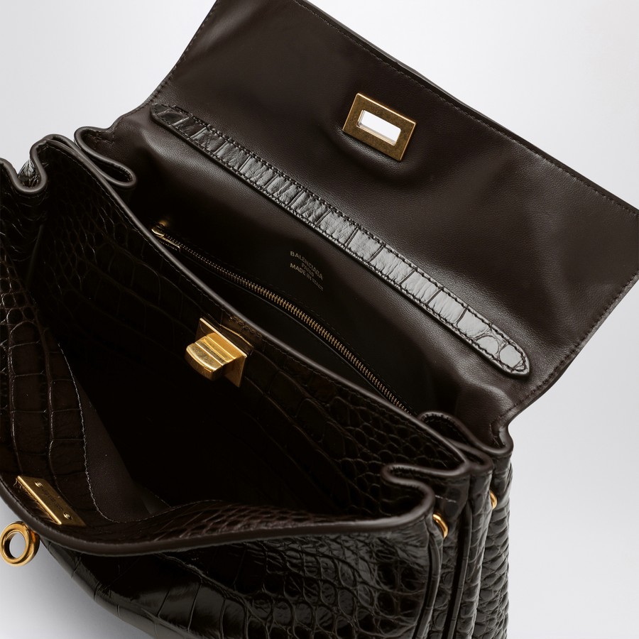 ショルダーバッグ・ポシェット BALENCIAGA SMALL RODEO BAG IN BROWN CROCODILE-EFFECT LEATHER Balenciaga Small Rodeo bag in brown crocodile-effect leather