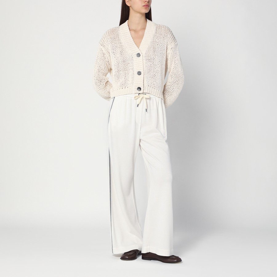 パンツ BRUNELLO CUCINELLI WIDE WHITE TROUSERS IN COTTON AND SILK Brunello Cucinelli Wide white trousers in cotton and silk