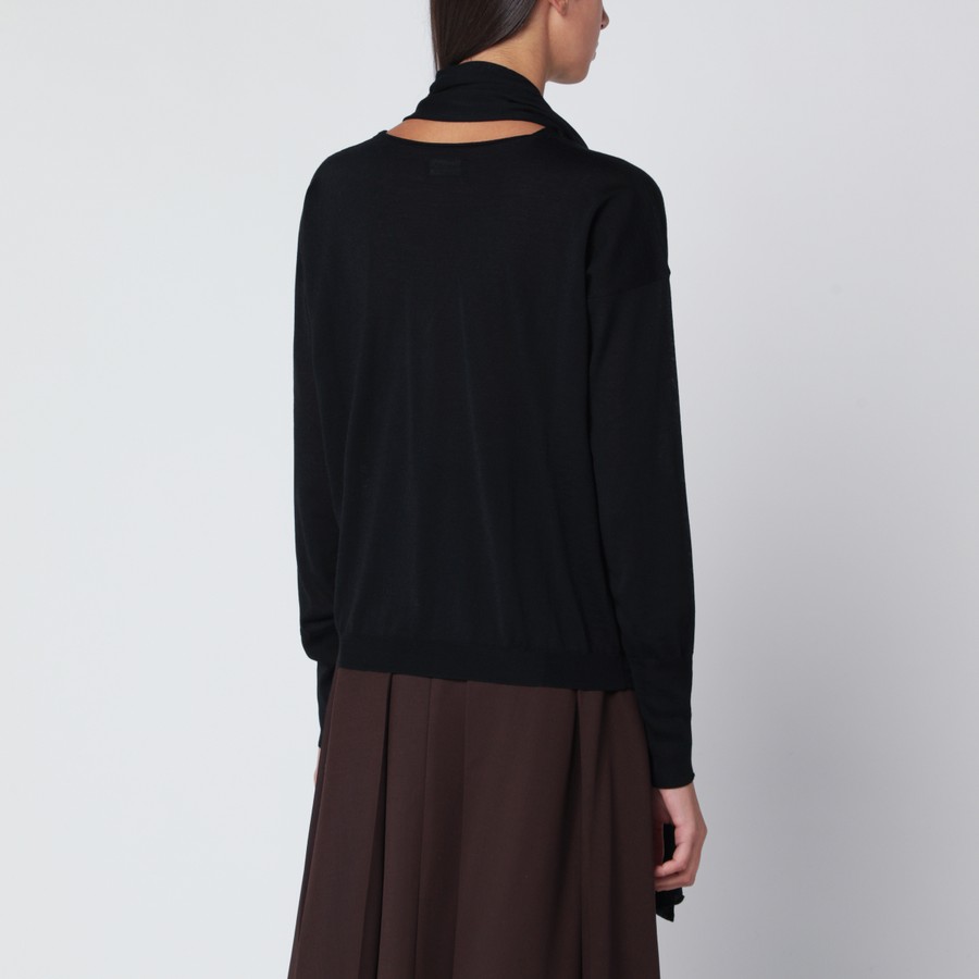 Roberto Collina Black sweater with scarf | TheDoubleF