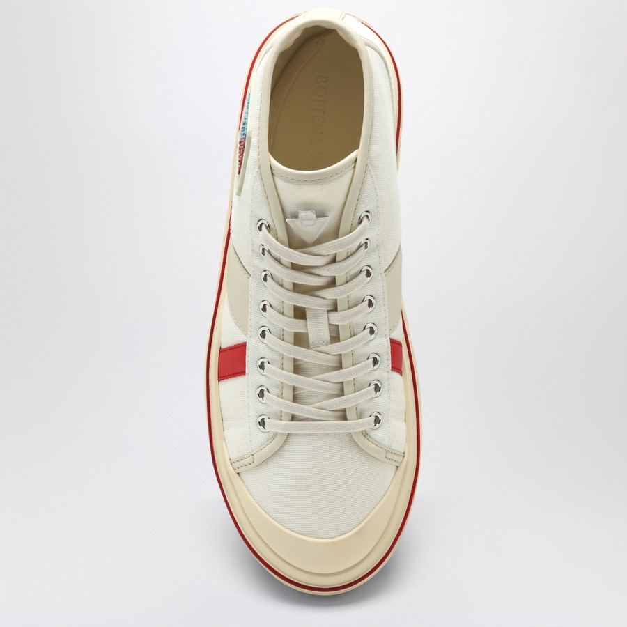 【関税&送料込】Bottega Veneta Ivory Canvas Eliot Sneakers Bottega Veneta Eliot Sneakers in Ivory/Red | TheDoubleF