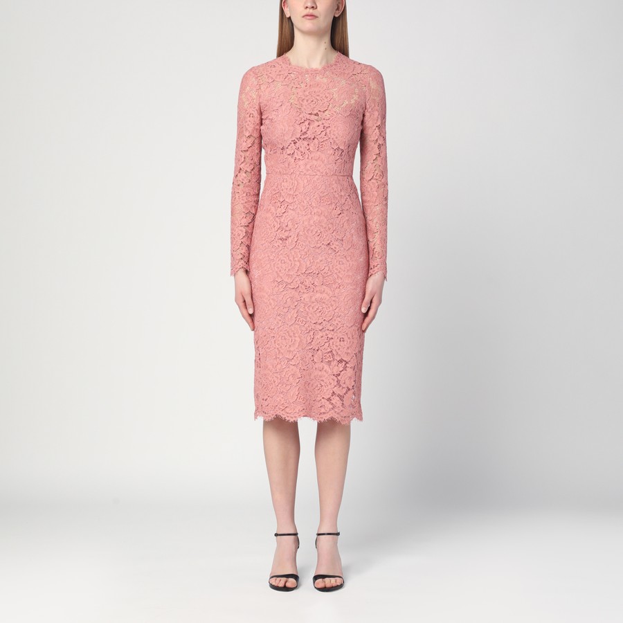 ワンピース DOLCE&GABBANA PINK LACE TUBE LONGUETTE DRESS Dolce&Gabbana Pink lace tube longuette dress | TheDoubleF