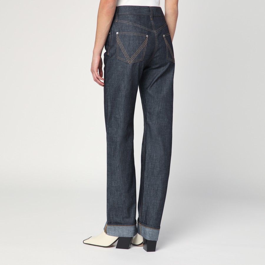 デニム・ジーパン BOTTEGA VENETA FW25 Denim jeans (831607V5SN0 4245) Bottega Veneta Jeans with indigo blue turn-up | TheDoubleF