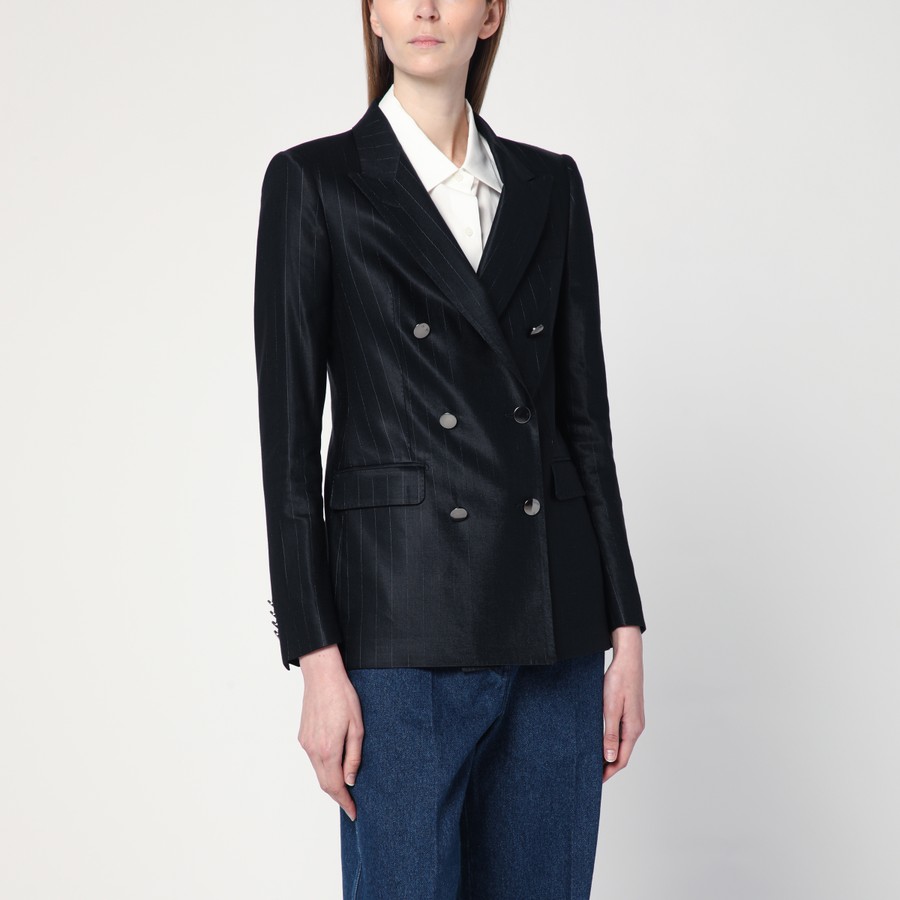 Tagliatore Double-breasted pinstripe jacket in blue | TheDoubleF