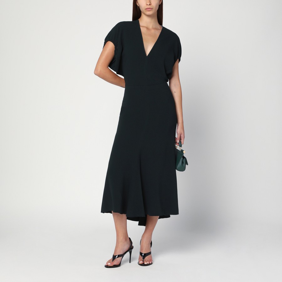 ワンピース VICTORIA BECKHAM DARK GREEN MIDI DRESS IN SATIN Victoria Beckham Dark green midi dress in satin | TheDoubleF