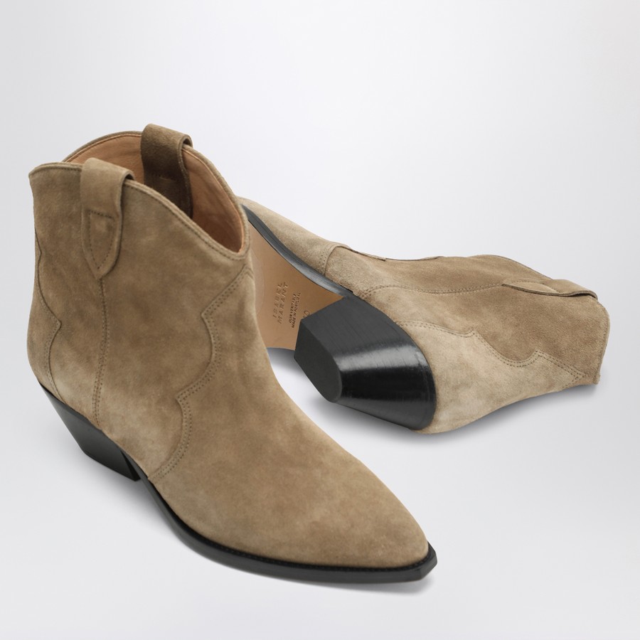 ISABEL MARANT Beige suede cowboy ankle boots Dewina | TheDoubleF