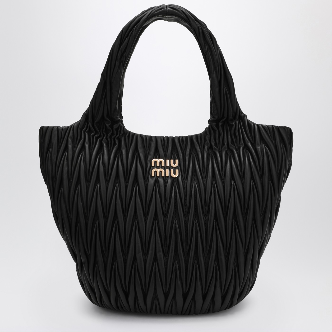 Miu Miu Miu Wander shopping bag black matelassé TheDoubleF