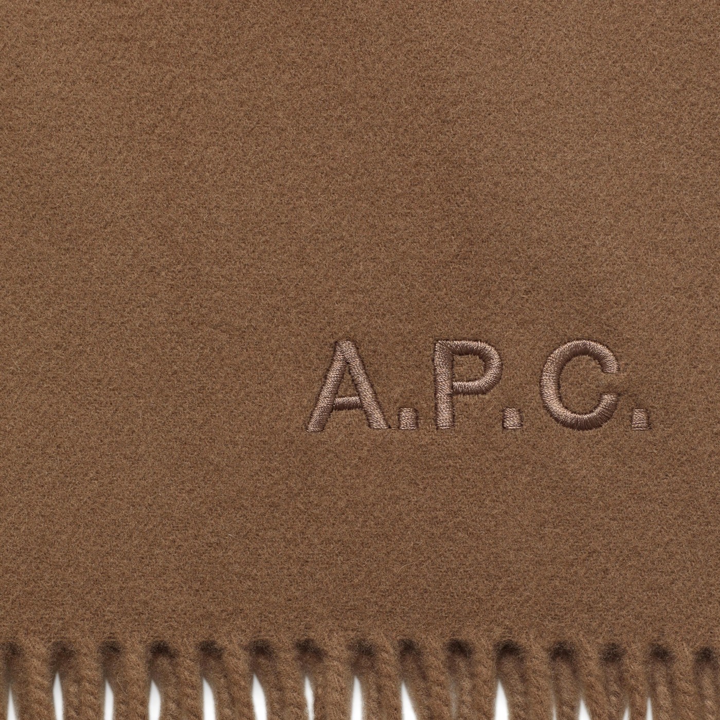 A.P.C. Ambroise Brodée beige virgin wool scarf TheDoubleF
