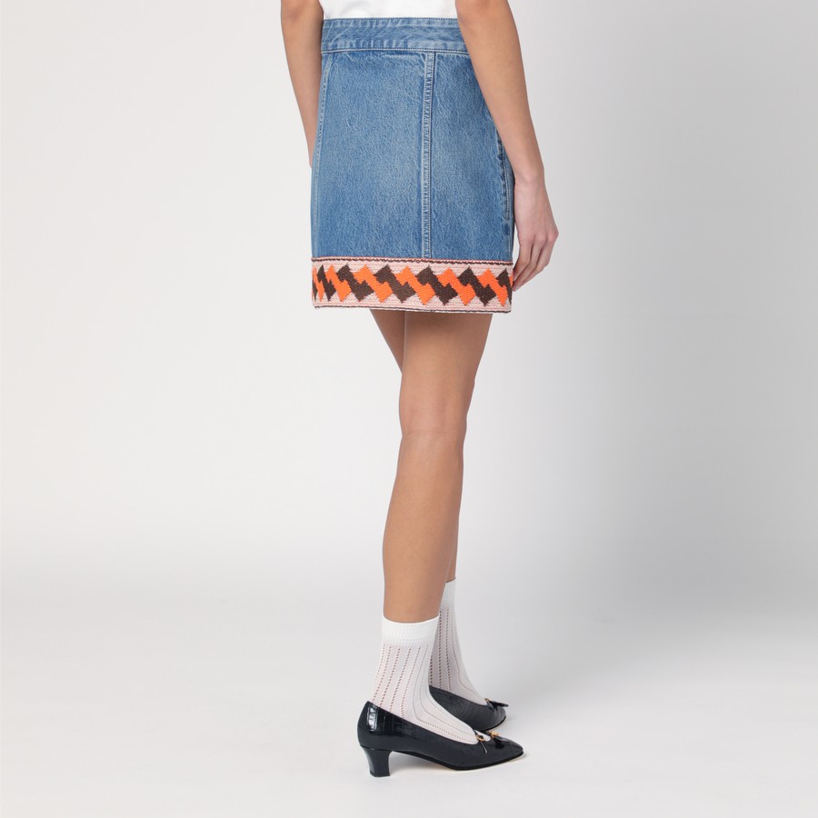 ミニスカート VALENTINO Valentino Cotton Mini Skirt (7B3DD20L9KH 558) Valentino Denim mini skirt with jacquard trim | TheDoubleF