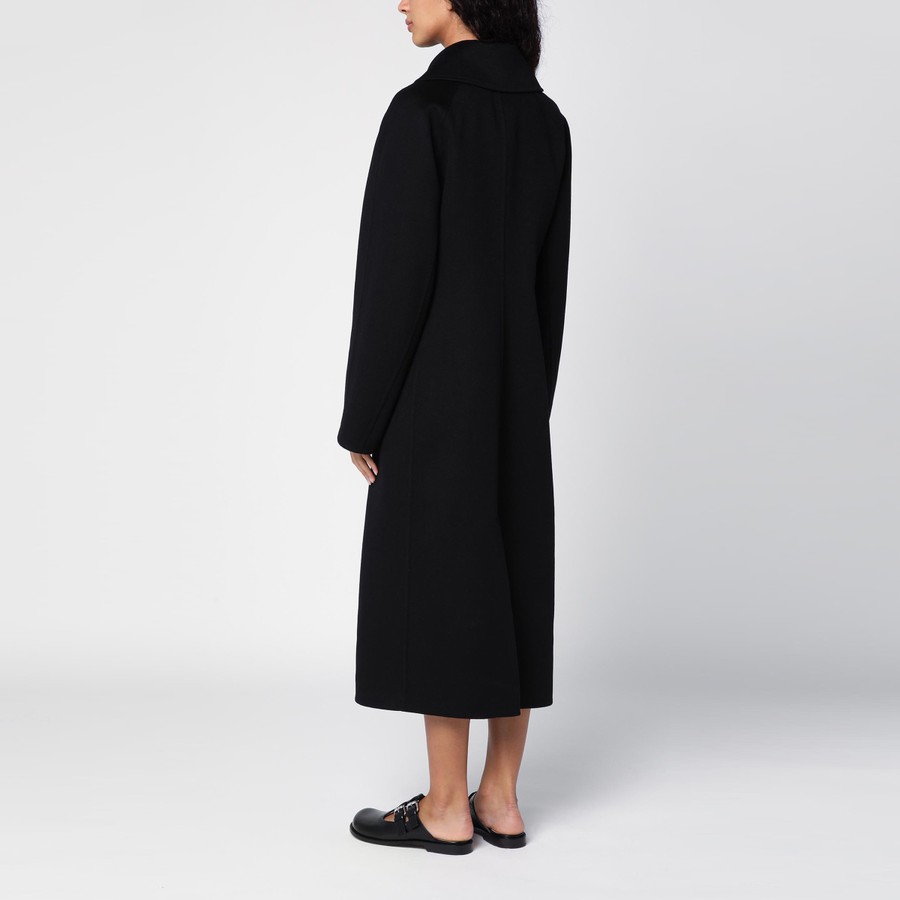 コート LOEWE BLACK WOOL DOUBLE-BREASTED COAT Loewe Black wool double-breasted coat | TheDoubleF
