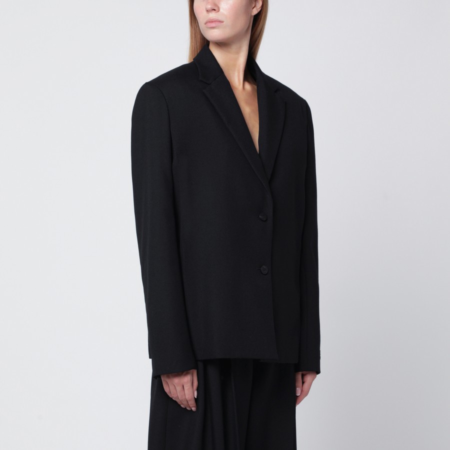 JACQUEMUS Veste noire en laine à un bouton TheDoubleF