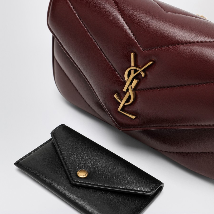 Saint Laurent Mini LouLou bag in bordeaux leather | TheDoubleF