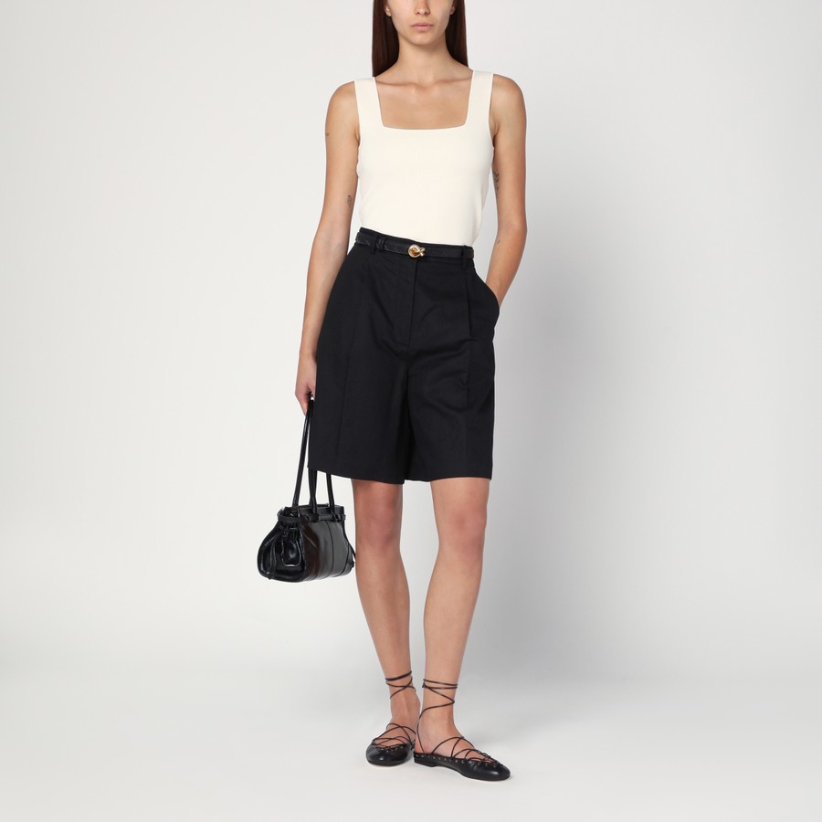 ショートパンツ Weekend Max Mara Black Bermuda shorts in cotton and linen Weekend Max Mara Black Bermuda shorts in cotton and linen