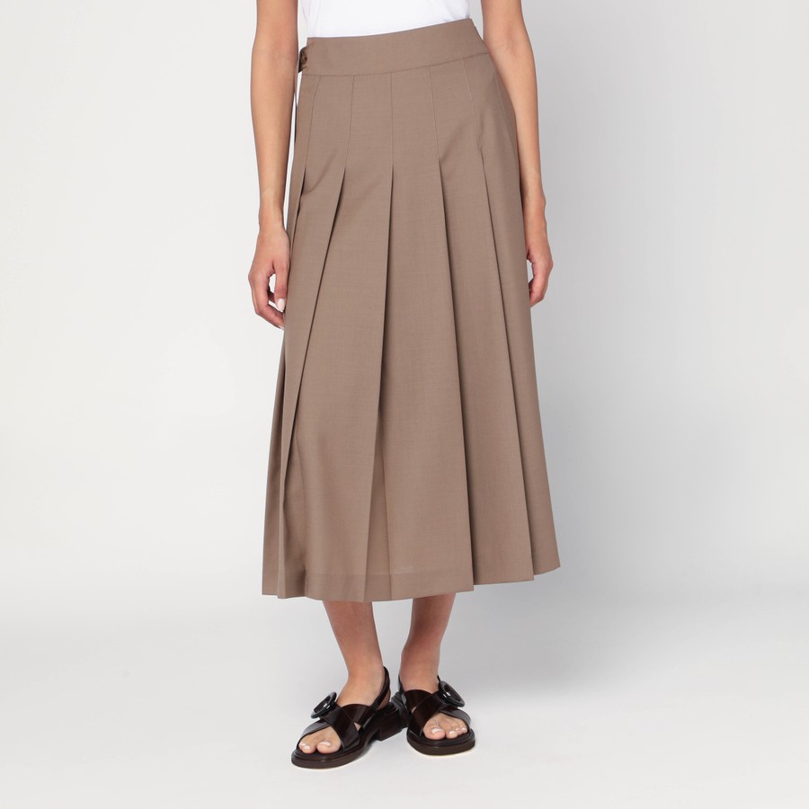 スカート ROHE FW25 PLEATED MIDI SKIRT (41632018 251) Róhe Pleated midi skirt in khaki | TheDoubleF