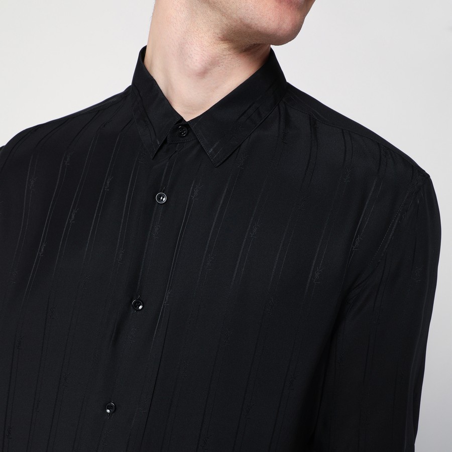 Saint Laurent Black silk shirt with Cassandre logo | TheDoubleF
