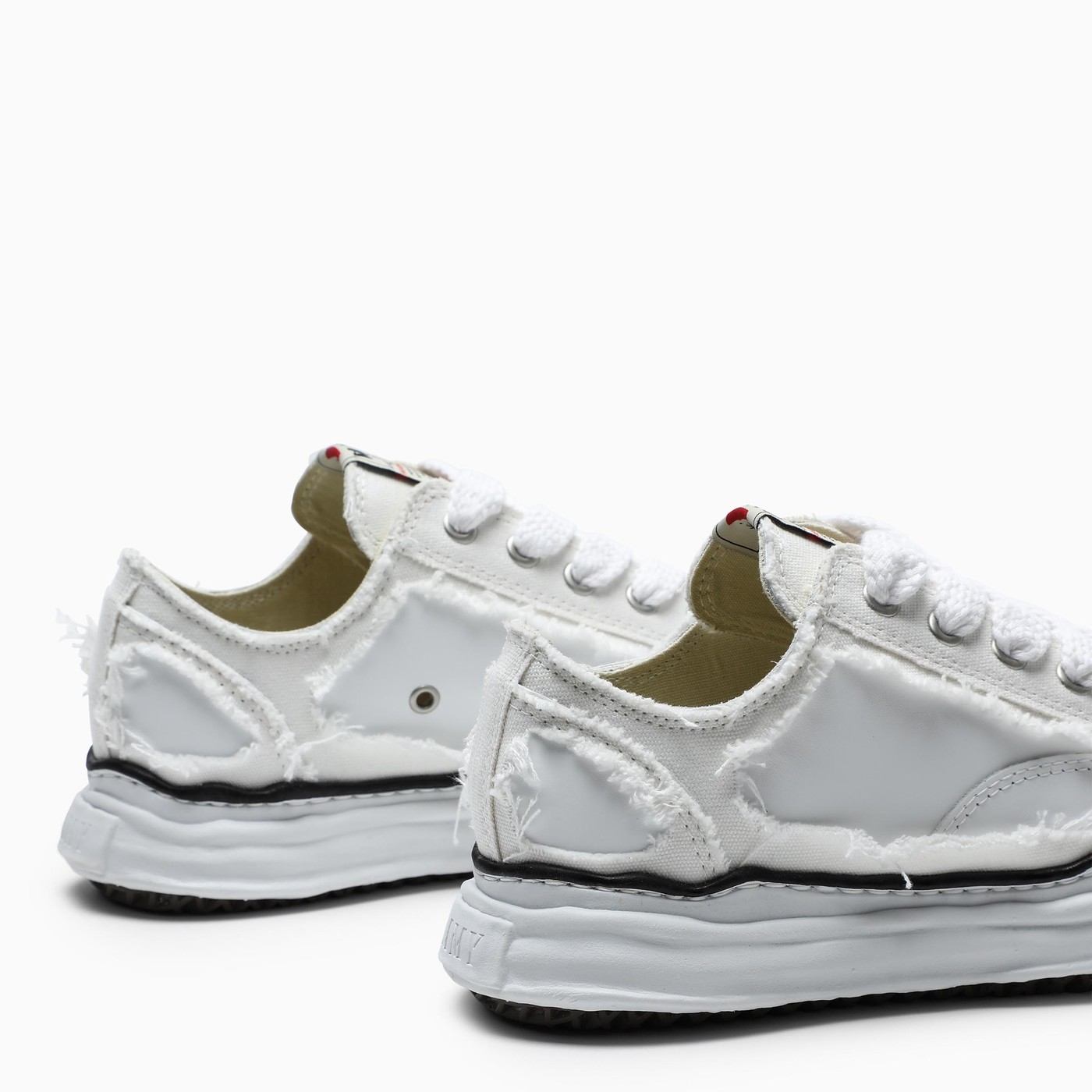 Maison MIHARA YASUHIRO White frayed Peterson lowtop sneakers TheDoubleF