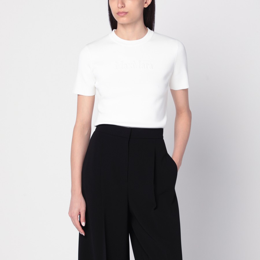 Max Mara T-shirt bianca in viscosa crêpe | TheDoubleF