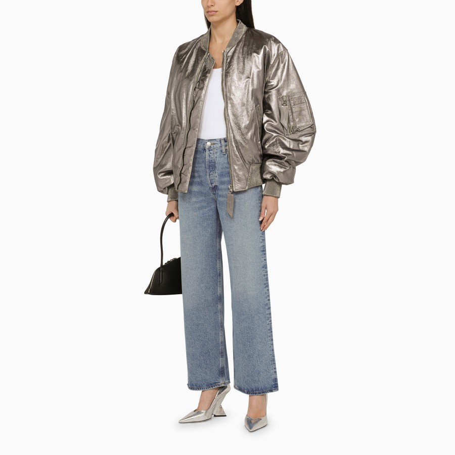 ブルゾン THE ATTICO Women Bomber Jackets 246WCB56L094D002 Silver The Attico Anya silver leather bomber jacket | TheDoubleF