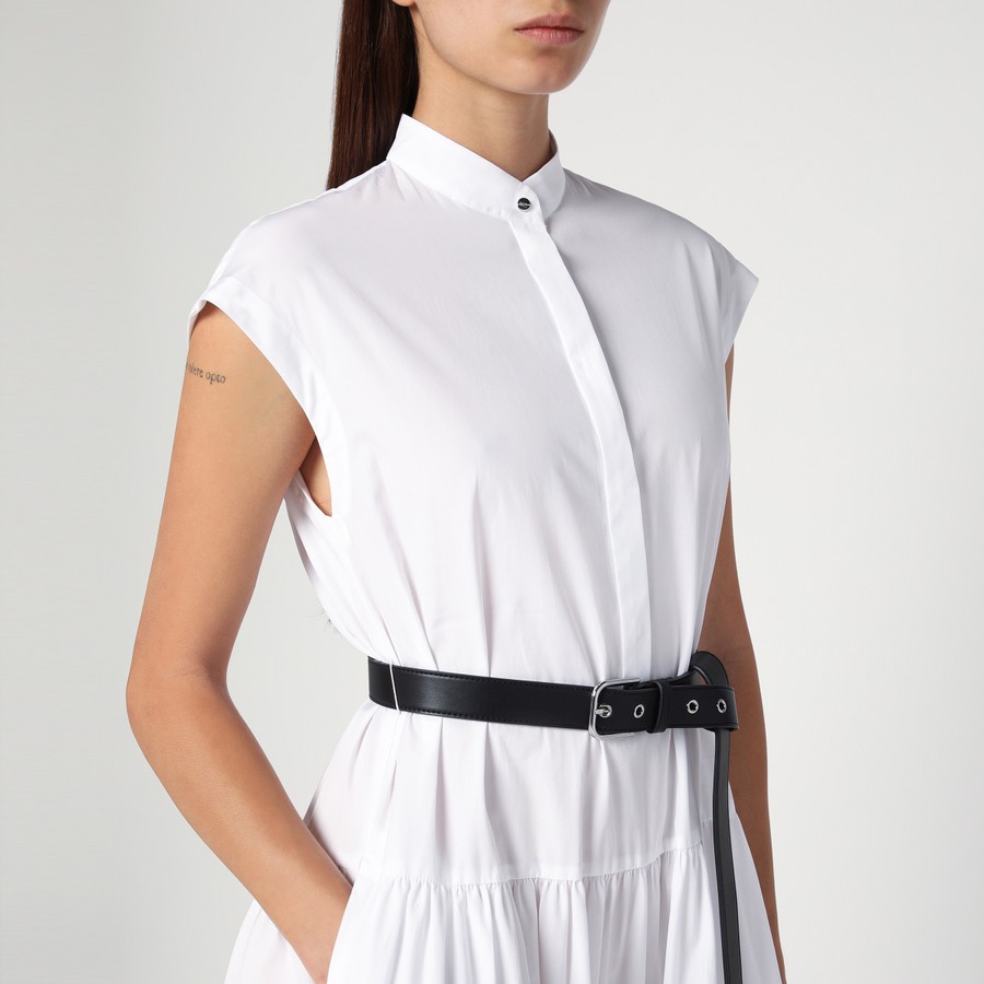 ワンピース MAX MARA STUDIO WHITE COTTON SHIRT DRESS WITH RUFFLES Max Mara Studio White cotton shirt dress with ruffles