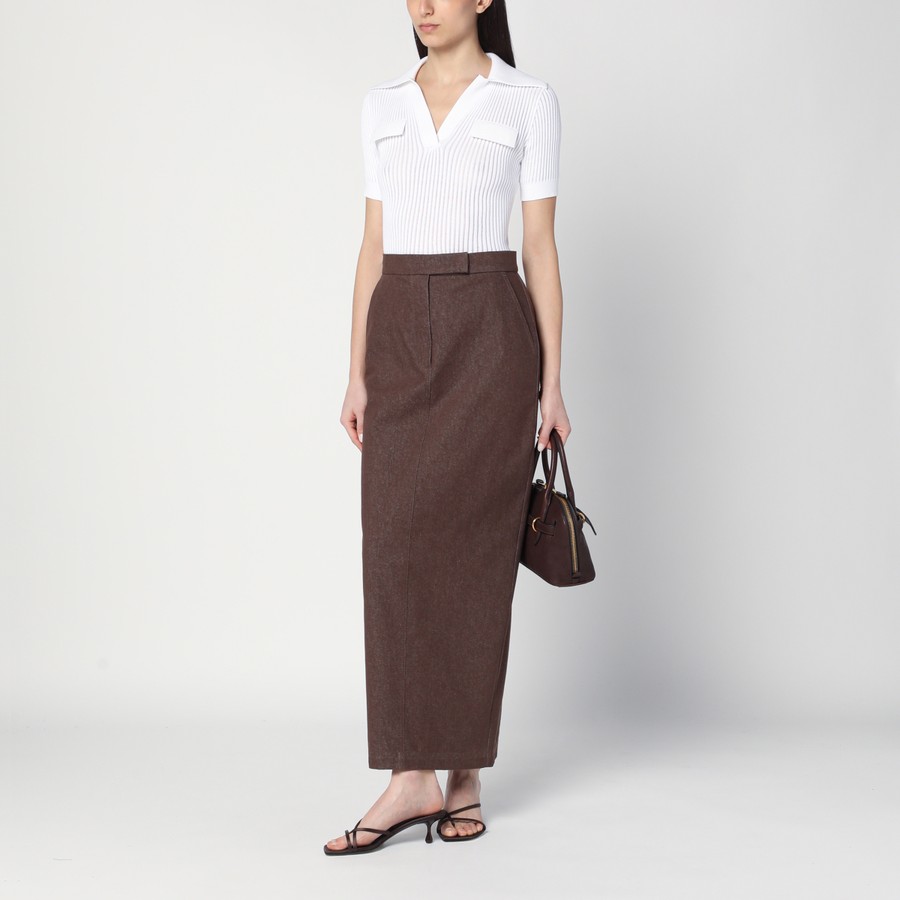 Max Mara Long brown skirt in denim effect | TheDoubleF