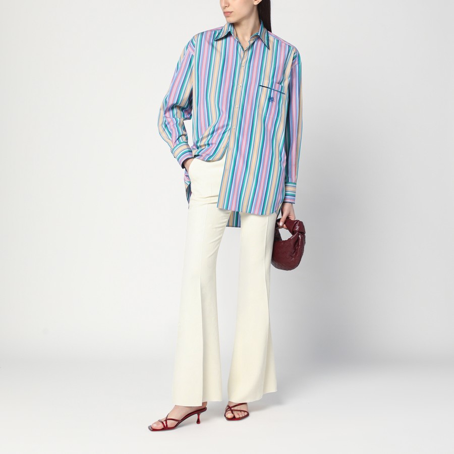 Tシャツ・カットソー ETRO SS25 Striped shirt (WRIA005699TR576 S9880) ETRO Multi-coloured striped cotton shirt | TheDoubleF
