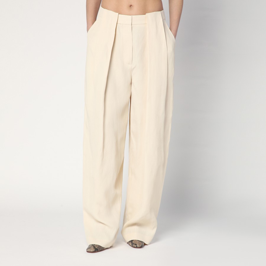 パンツ Stella Mccartney Wide Butter-Coloured Pants In Linen Blend Stella McCartney Wide butter-coloured pants in linen blend