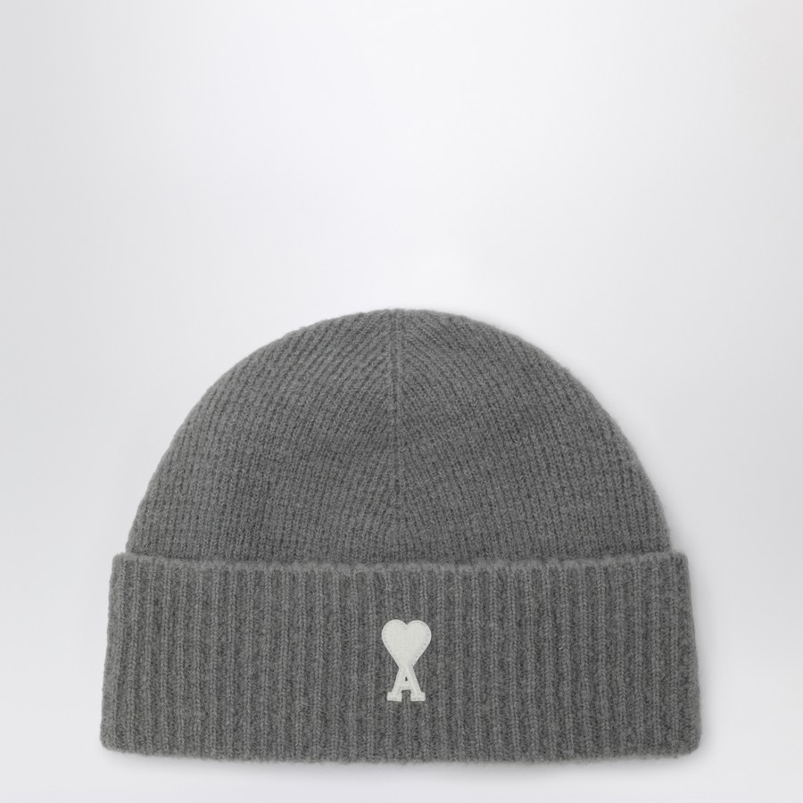 Ami Paris Ami de Coeur grey wool beanie | TheDoubleF