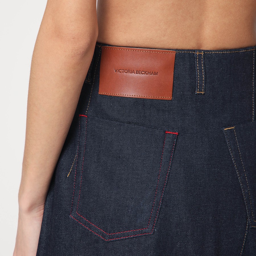 スカート Victoria Beckham Dark blue denim skirt Denim midi skirt in blue - Victoria Beckham | Mytheresa