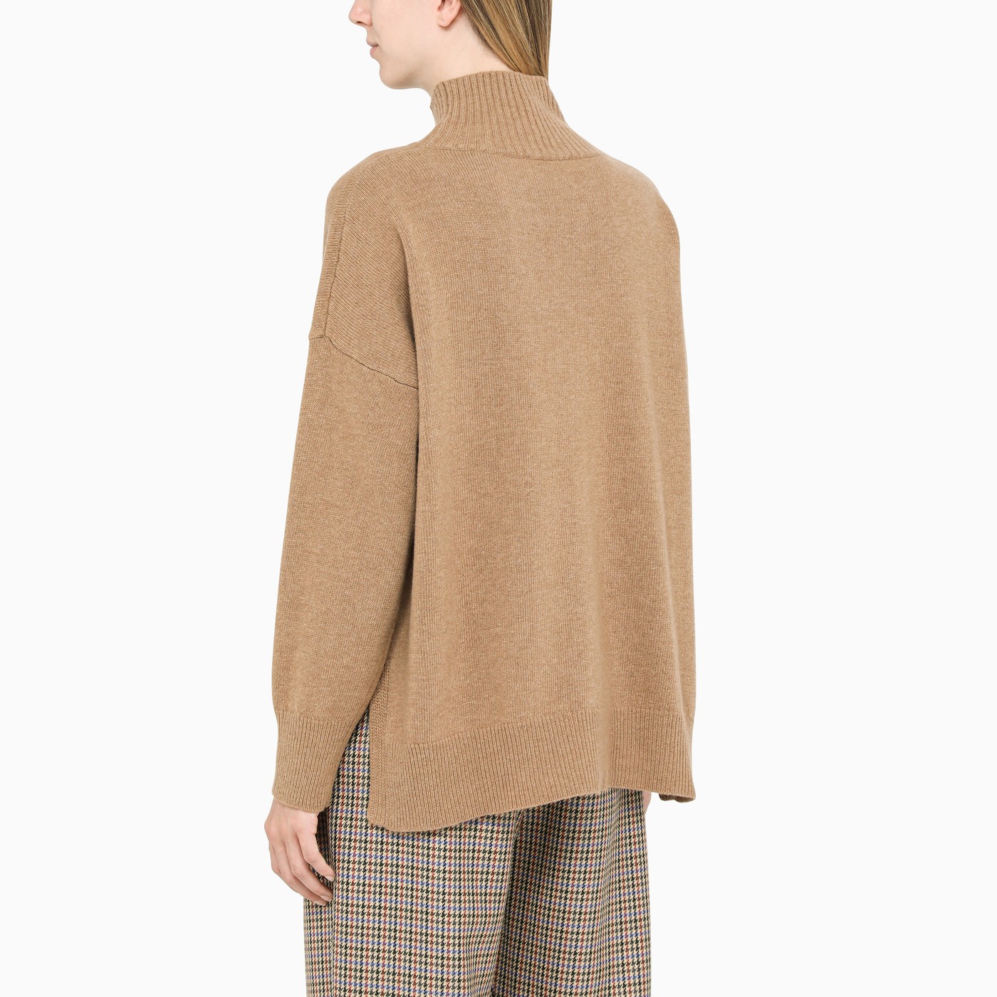 mock neck camel sweater