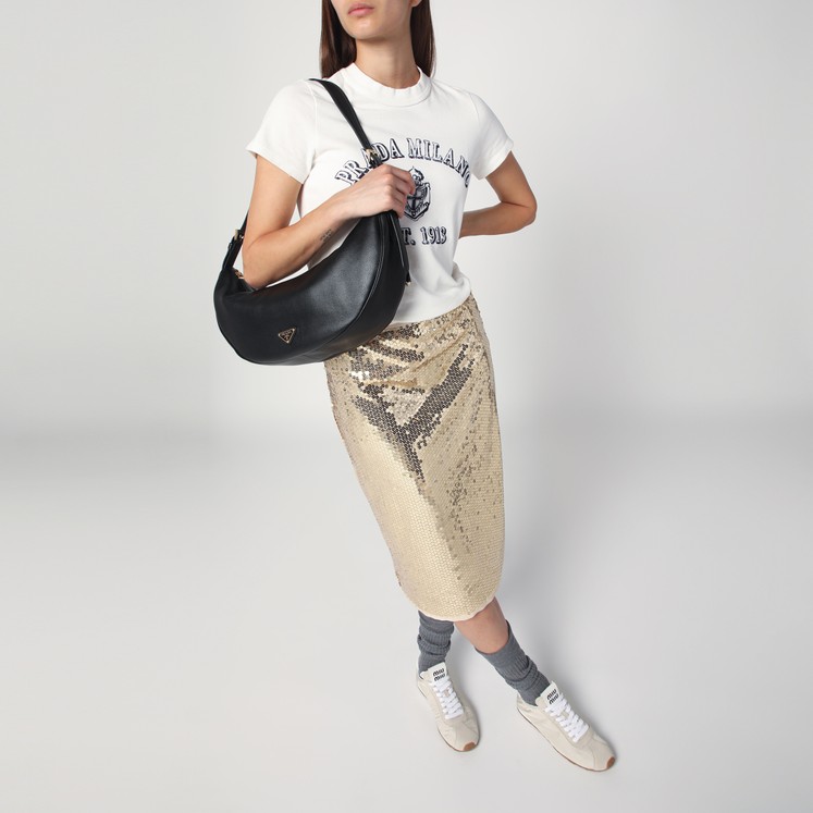 ショルダーバッグ・ポシェット PRADA Women Shoulder Bags 1BC255OVO2CYS F0018 BROWN Prada Prada Demi-Lune shoulder bag large Natural | TheDoubleF