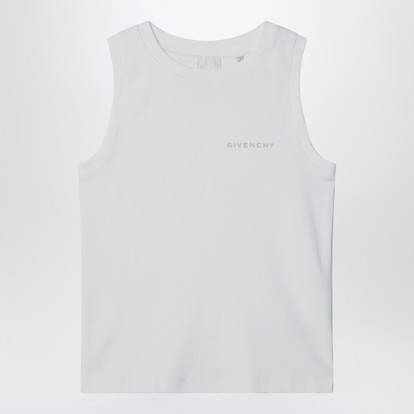 Tシャツ・カットソー GIVENCHY WHITE STRETCH COTTON TANK TOP Givenchy White ribbed tank top with logo | TheDoubleF