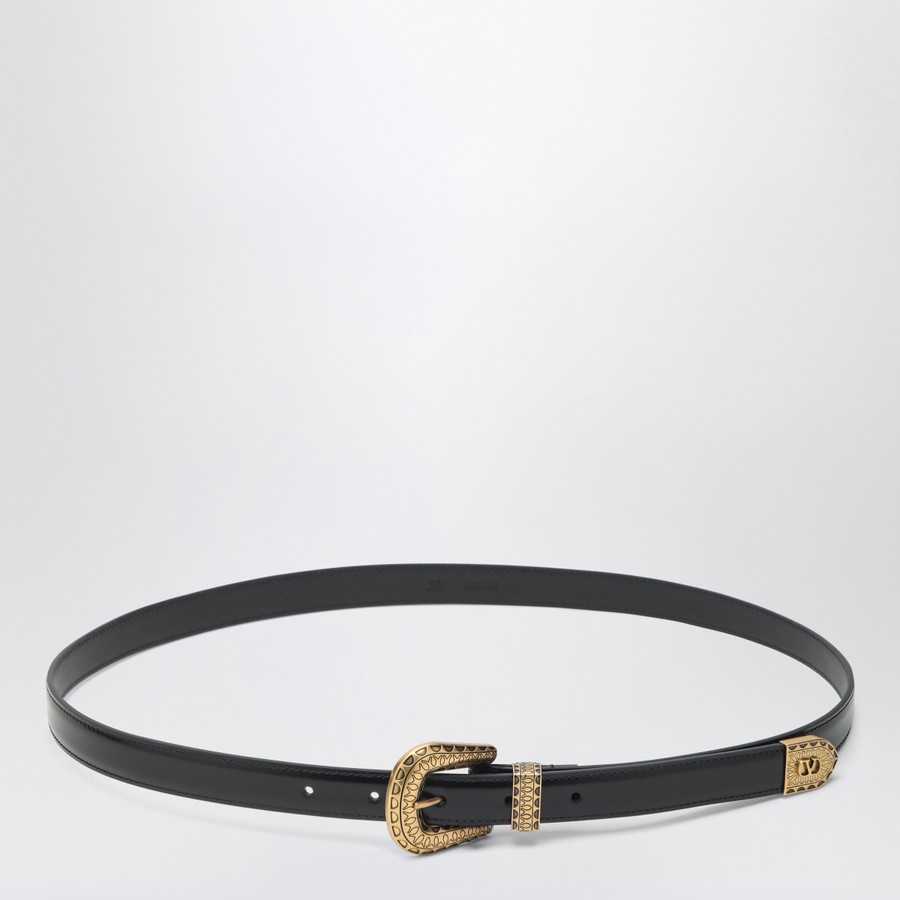 Black VLogo Signature belt in polished calfskin