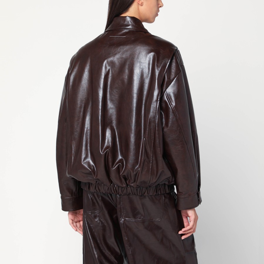 MM6 Maison Margiela Burgundy faux leather jacket | TheDoubleF