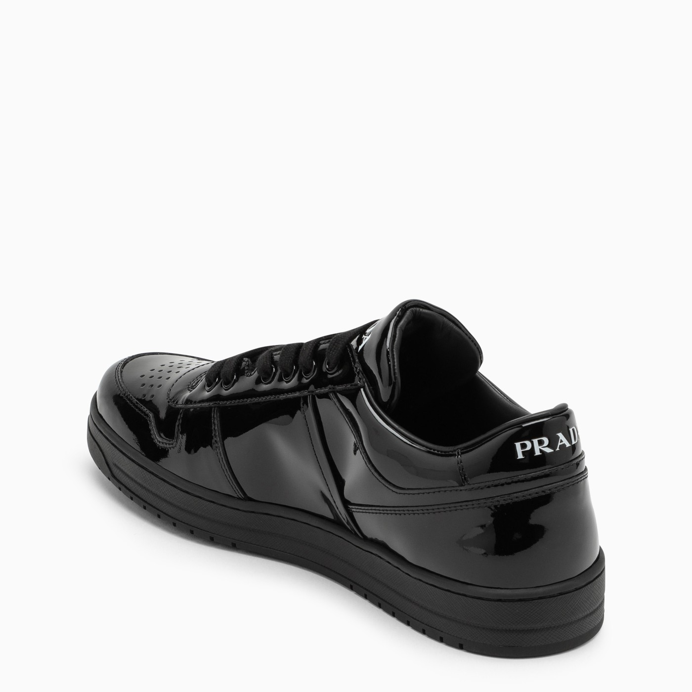 Prada Downtown black patent leather trainer TheDoubleF