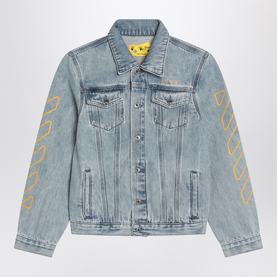 コート Off-White OUTERWEAR (OWEK006S25DEN001) Off-White™ Faded denim blue jacket | TheDoubleF