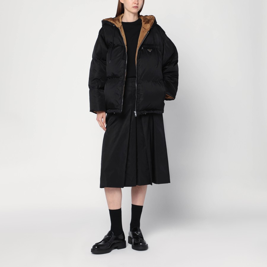 Prada Black zip-up puffer jacket in Re-Nylon | TheDoubleF