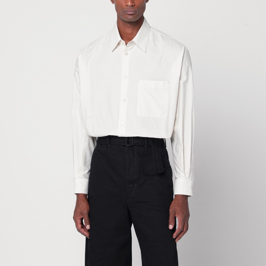 Tシャツ・カットソー LEMAIRE FW25 COTTON AND SILK SHIRT (SH1201 LF1500WH048) LEMAIRE Ivory cotton and silk shirt | TheDoubleF