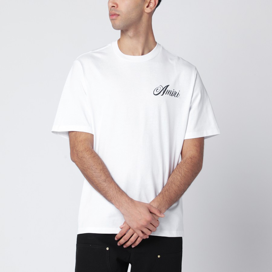 AMIRI White cotton T-shirt with logo print | TheDoubleF