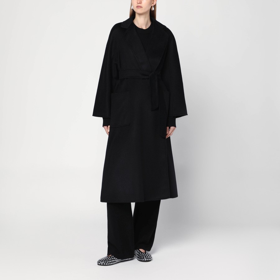 Max Mara Wrap coat in black cashmere | TheDoubleF