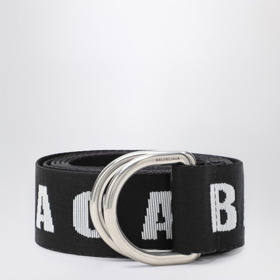 指輪・リング BALENCIAGA D-RING BELT IN BLACK AND WHITE CANVAS Balenciaga D-Ring belt in black and white canvas | TheDoubleF