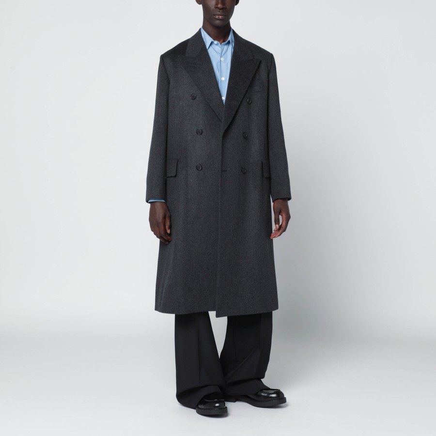 Auralee Grey double-breasted cashmere coat | TheDoubleF