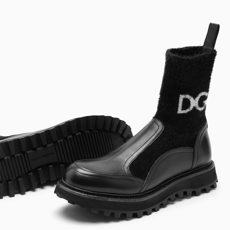 leather and knit boots