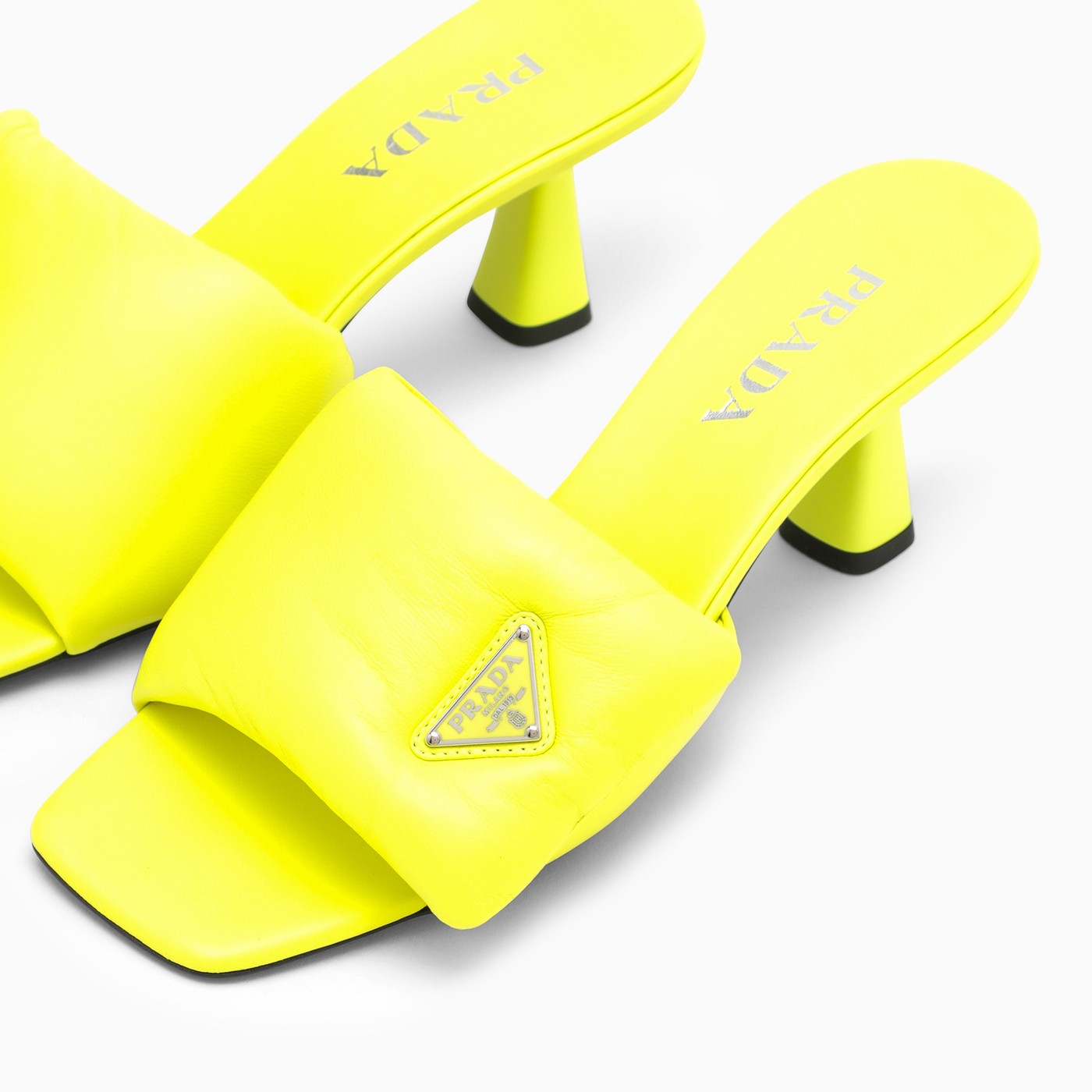 Prada Fluorescent yellow leather mule TheDoubleF