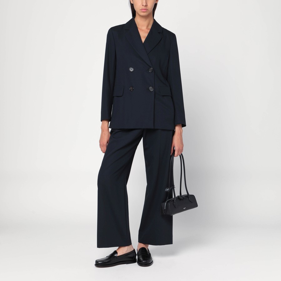 パンツ S MAX MARA MIDNIGHT BLUE CREPE WOOL TROUSERS S Max Mara Midnight blue crêpe wool trousers | TheDoubleF