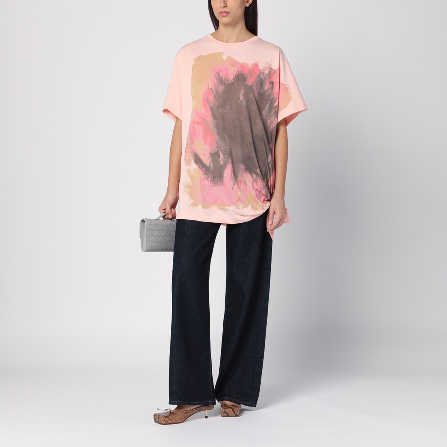 Tシャツ・カットソー DRIES VAN NOTEN PINK COTTON T-SHIRT WITH BOW Dries Van Noten Pink cotton T-shirt with bow | TheDoubleF