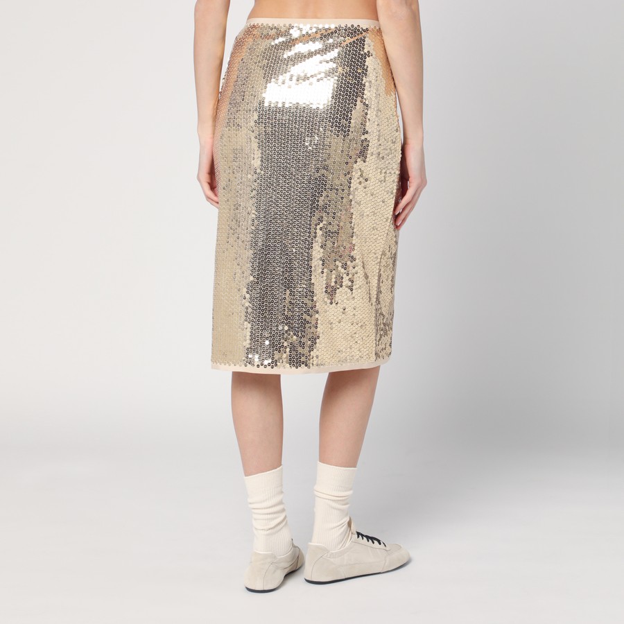 【希少】PRADA Lame midi skirt スカート ラメ ゴールド ミディ Prada Gold midi skirt with sequins | TheDoubleF