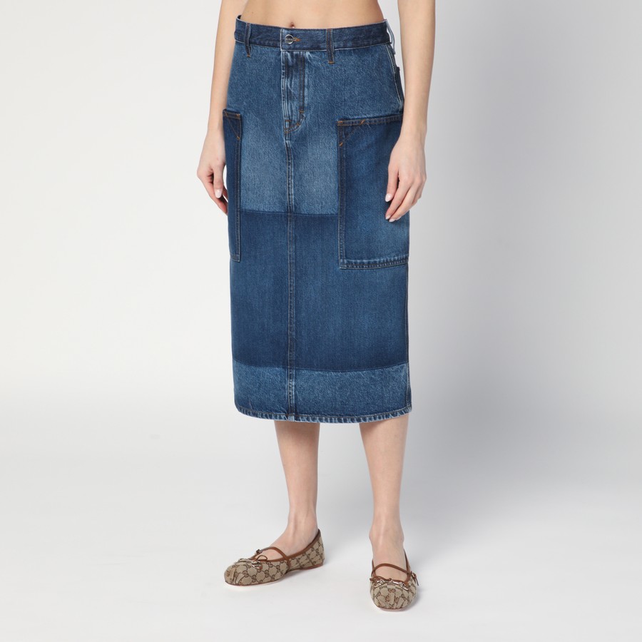 スカート GUCCI Women Mid Skirts 814506XDC7X 4681 BLUE GUCCI Patchwork blue skirt in denim | TheDoubleF