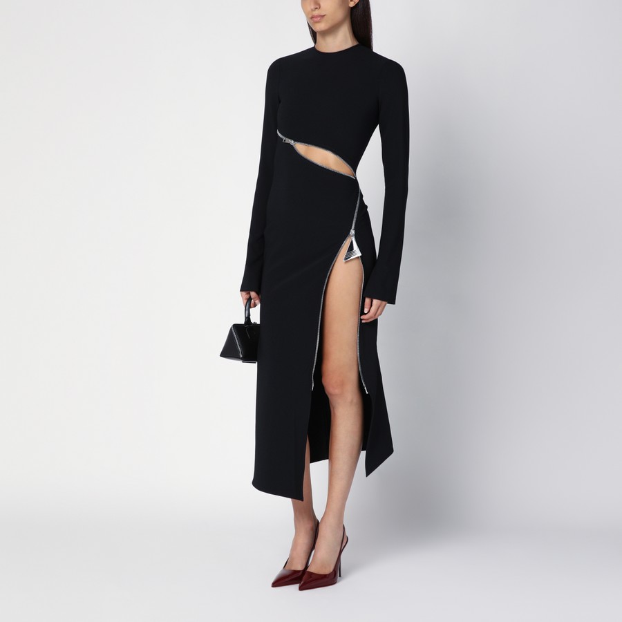 The Attico Black midi dress with zip | TheDoubleF