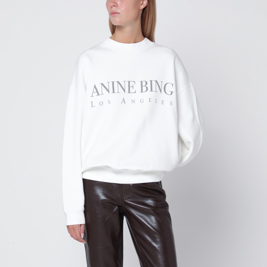 ANINE BING Ivory logo print sweatshirt | TheDoubleF