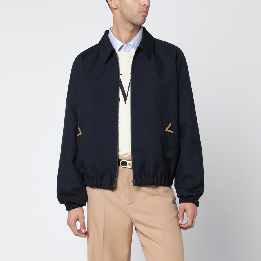 Valentino Navy bomber jacket with Vgold pockets | TheDoubleF